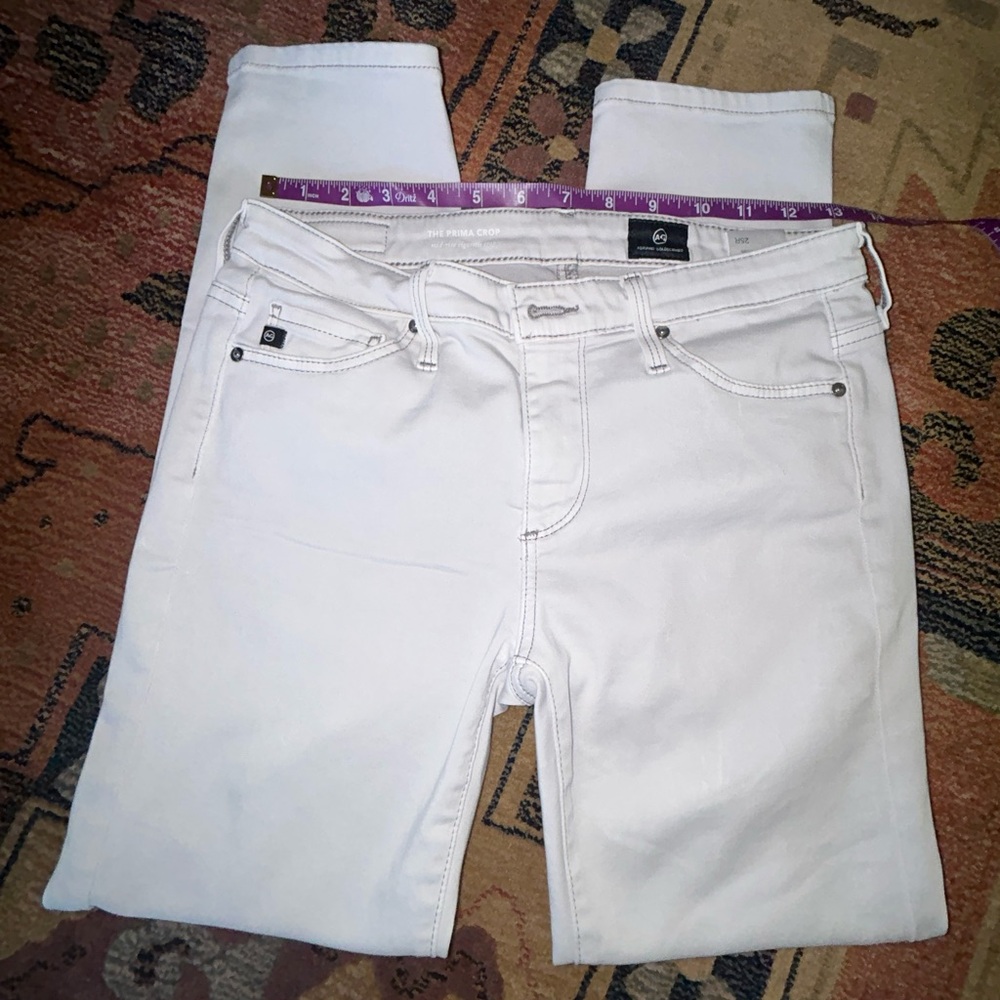 AG Adriano Goldschmeid Light Grey The Prima Mid Rise Crop Sz 25 R